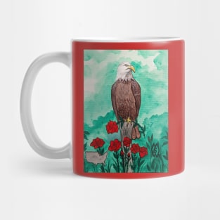 United States National bird and flower, the bald eagle and rose Mug